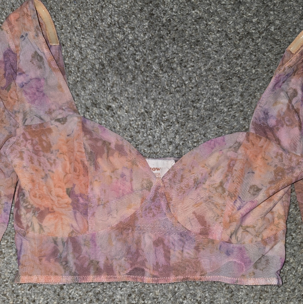 Women's Showpo Eye On You Crop Top In Atomic Tangerine Floral Size 8 - Picture 4 of 7